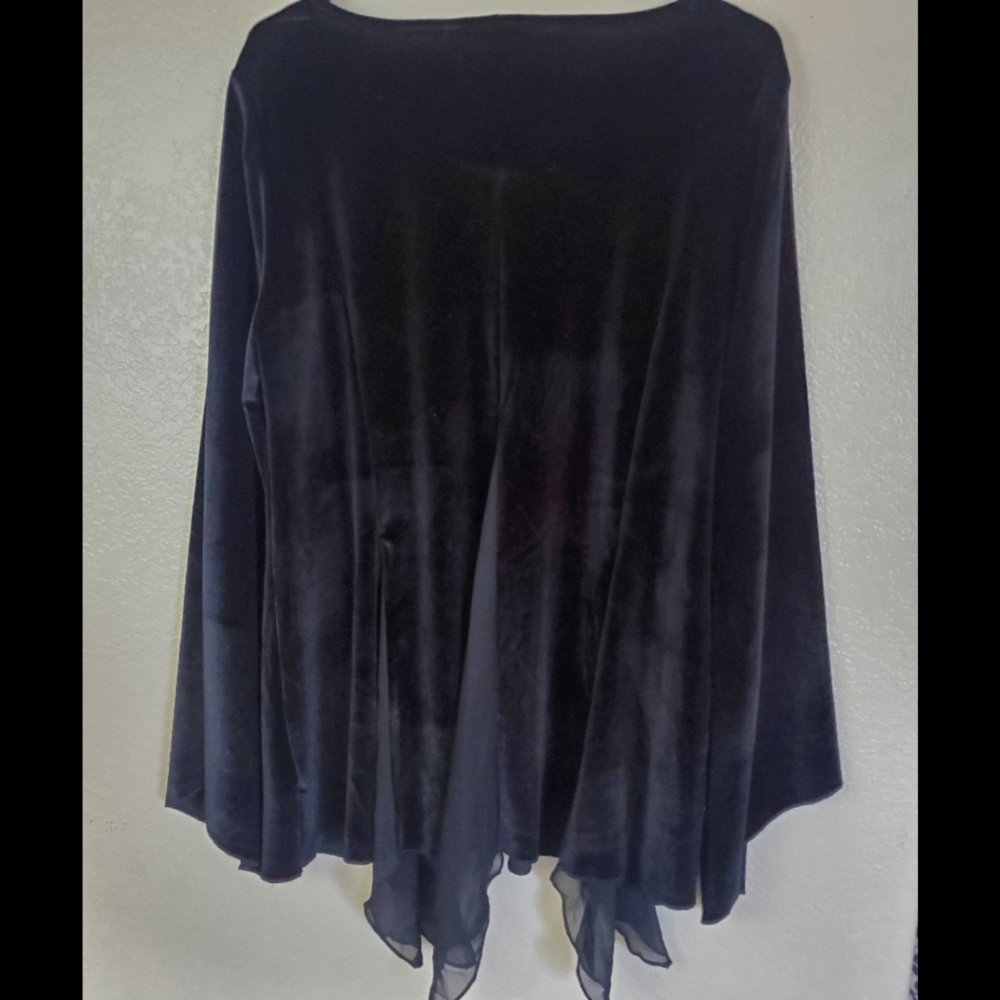 Soft Surroundings Black Velvet Bell Sleeve Blouse - Picture 3 of 8